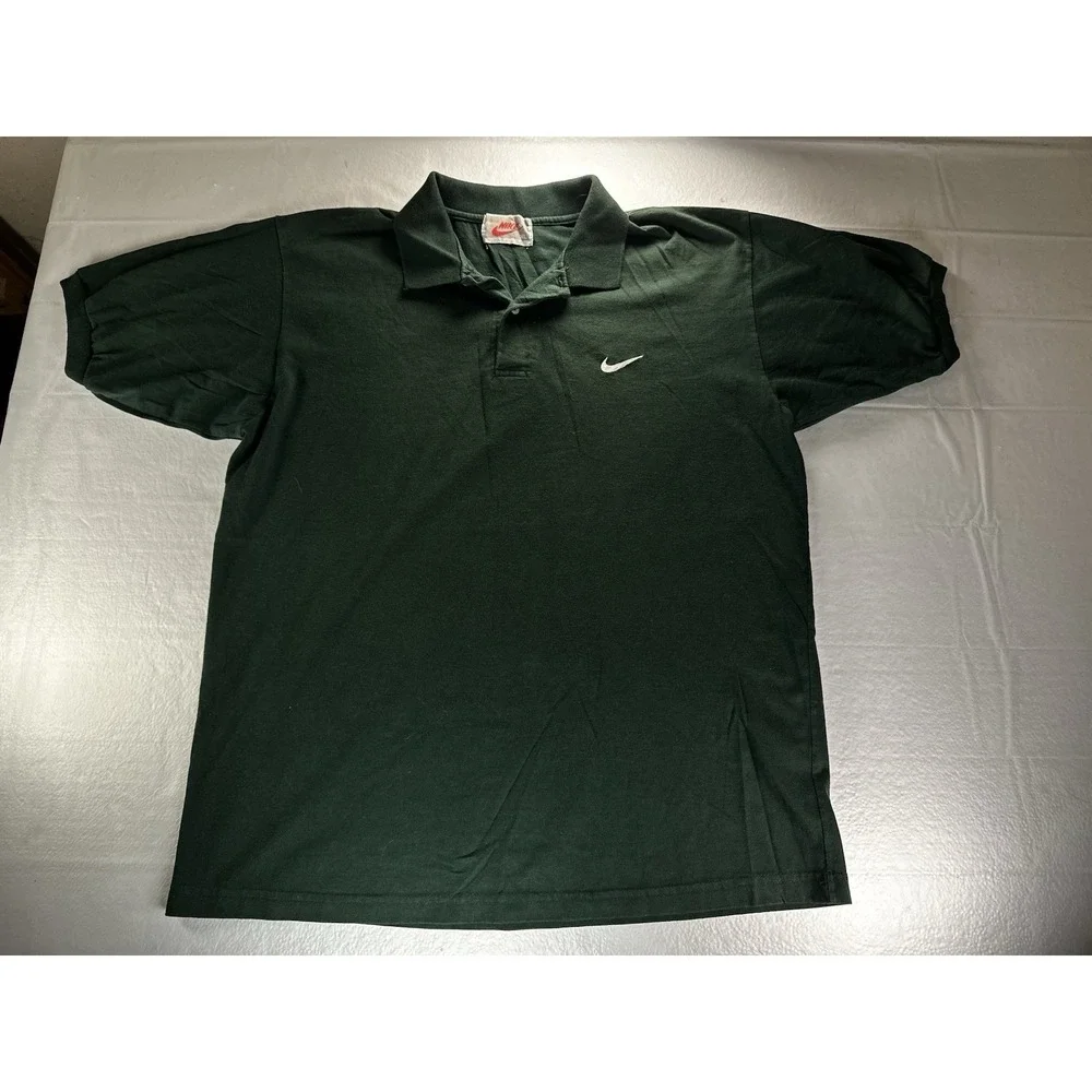 Vintage 90s Nike Polo Shirt Mens XL Forest Green Red Tag Embroidered Swoosh